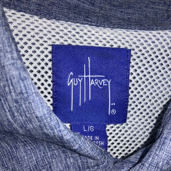 Guy Harvey Mens blue Short Sleeve Button Up Fishing Shirt sz L vented back - Picture 4 of 6